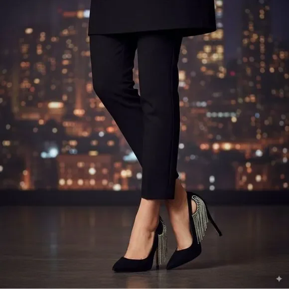 Jaggar Diamante Black Suede Rhinestone Pumps - Picture 5 of 5